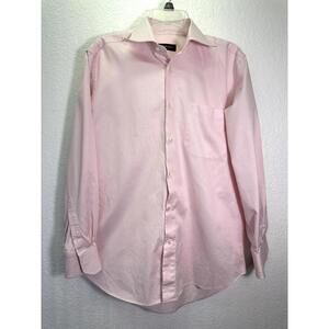 Men’s Canali Italy 39/15 1/2 Pink White Pinstripe Button Up Shirt Office Work